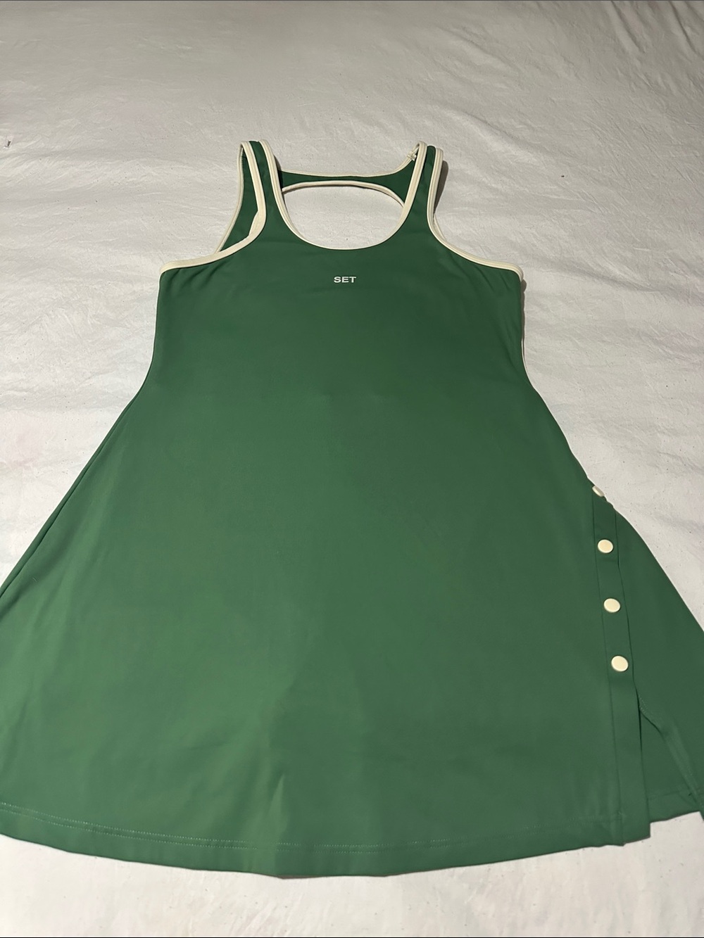 SET Active Forest Green Tank Romper with Cream Accents